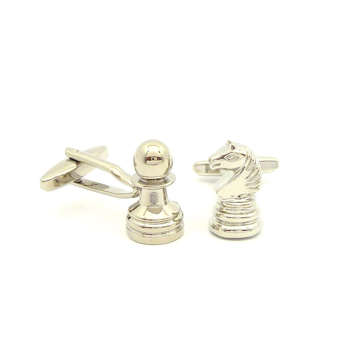 Wild Links - Silver Chess Pawn and Knight Cufflinks