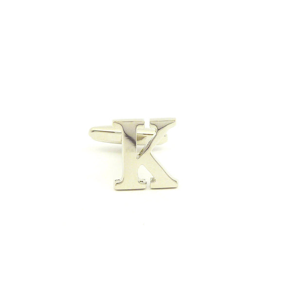 Wild Links - Silver Alphabet Letter "K" Cufflinks