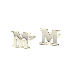 Wild Links - Silver Alphabet Letter "M" Cufflinks