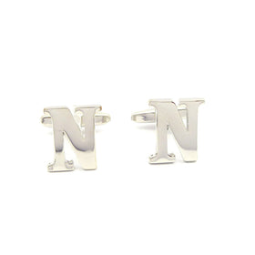 Wild Links - Silver Alphabet Letter "N" Cufflinks