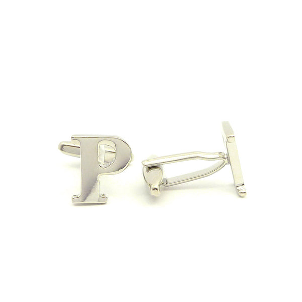 Wild Links - Silver Alphabet Letter "P" Cufflinks