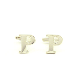 Wild Links - Silver Alphabet Letter "P" Cufflinks