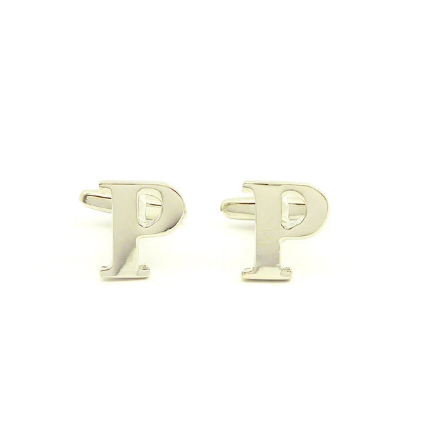 Wild Links - Silver Alphabet Letter "P" Cufflinks