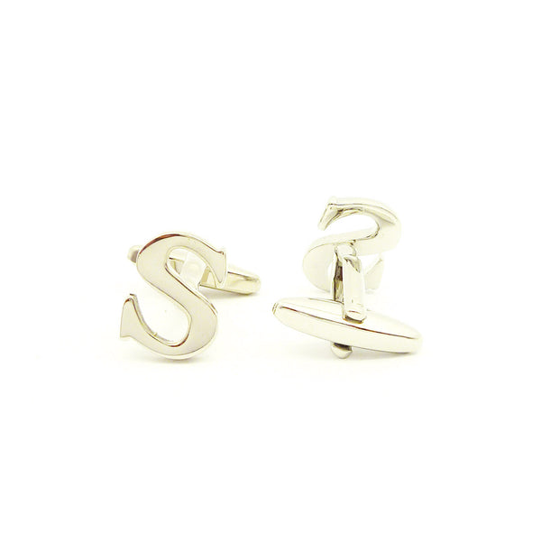 Wild Links - Silver Alphabet Letter "S" Cufflinks