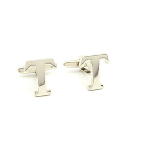 Wild Links - Silver Alphabet Letter "T" Cufflinks