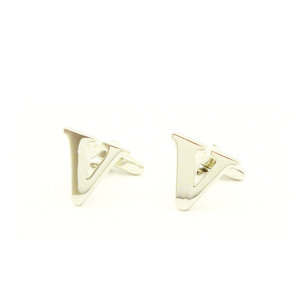 Wild Links - Silver Alphabet Letter "V" Cufflinks