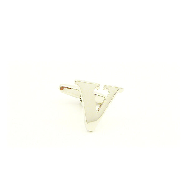 Wild Links - Silver Alphabet Letter "V" Cufflinks