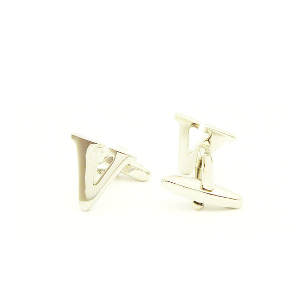 Wild Links - Silver Alphabet Letter "V" Cufflinks