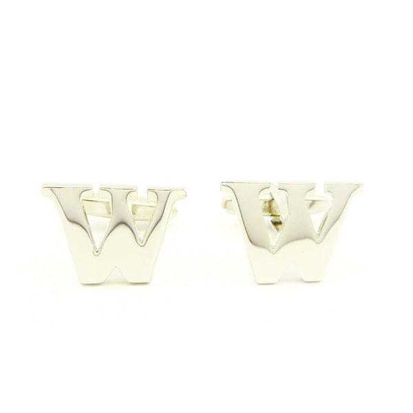 Wild Links - Silver Alphabet Letter "W" Cufflinks
