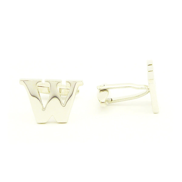 Wild Links - Silver Alphabet Letter "W" Cufflinks