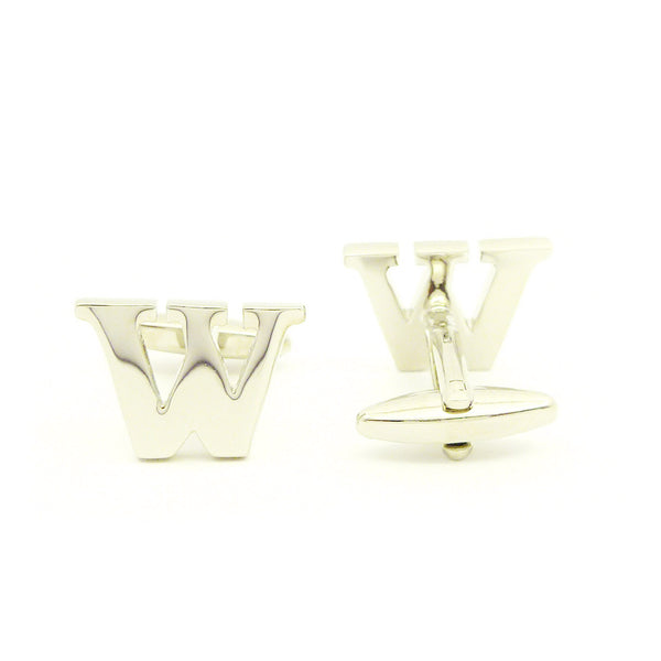 Wild Links - Silver Alphabet Letter "W" Cufflinks