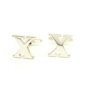 Wild Links - Silver Alphabet Letter "X" Cufflinks