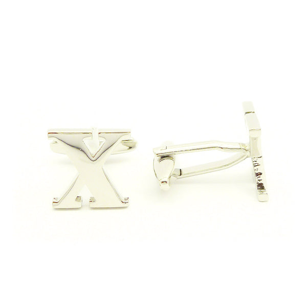 Wild Links - Silver Alphabet Letter "X" Cufflinks