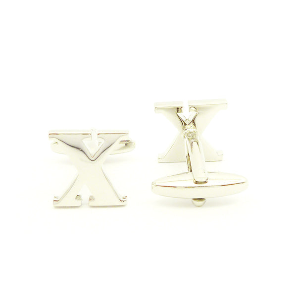 Wild Links - Silver Alphabet Letter "X" Cufflinks