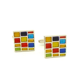 Wild Links - Silver Bright Coloured Squares Cufflinks