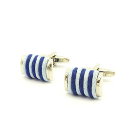 Wild Links - Silver Blue Cotton Cufflinks