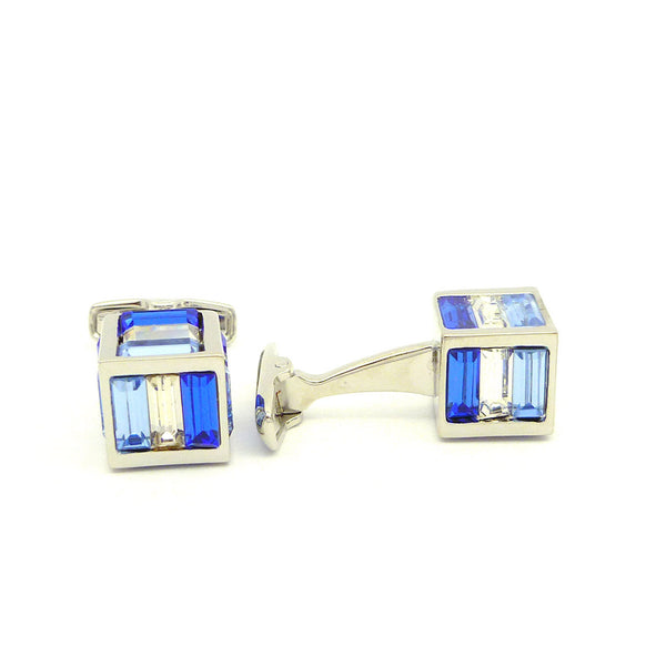 Wild Links - Silver Blue Cube Cufflinks
