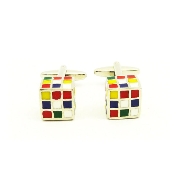 Wild Links - Silver Colourful Cube Cufflinks