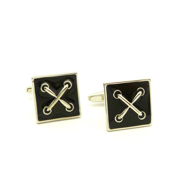Wild Links - Silver Enamel Cross Cufflinks