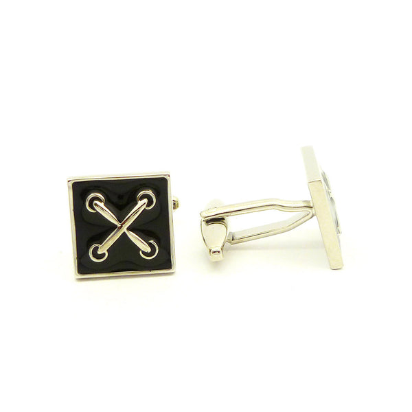 Wild Links - Silver Enamel Cross Cufflinks