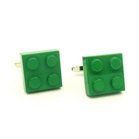 Wild Links - Silver Green Square Brick Cufflinks