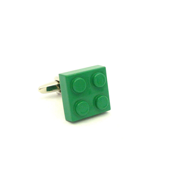 Wild Links - Silver Green Square Brick Cufflinks