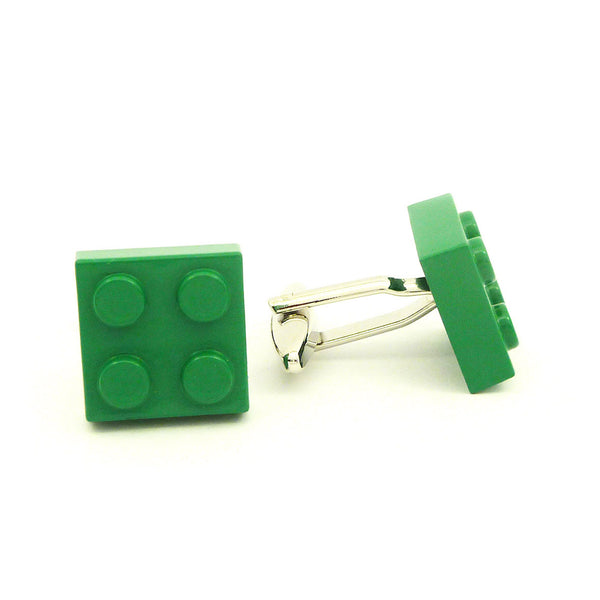 Wild Links - Silver Green Square Brick Cufflinks