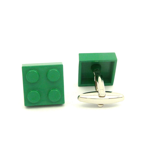 Wild Links - Silver Green Square Brick Cufflinks
