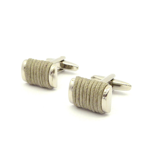 Wild Links - Silver Light Brown Cotton Cufflinks