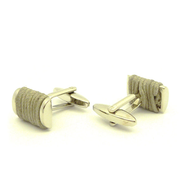 Wild Links - Silver Light Brown Cotton Cufflinks