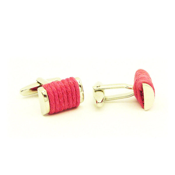 Wild Links - Silver Pink Cotton Cufflinks
