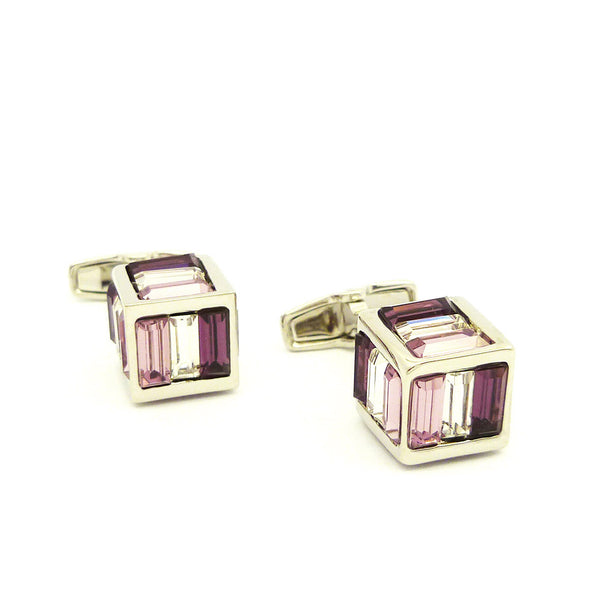 Wild Links - Silver Pink Shades Cube Cufflinks