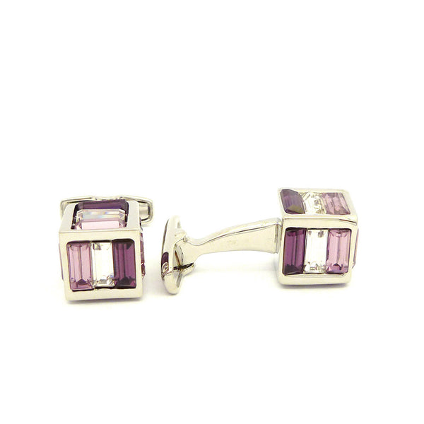 Wild Links - Silver Pink Shades Cube Cufflinks