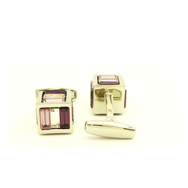 Wild Links - Silver Pink Shades Cube Cufflinks
