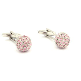 Wild Links - Silver Pink Sparkling Stone Cufflinks