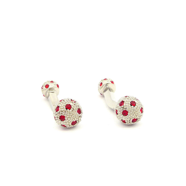 Wild Links - Silver Red Sparkling Stone Cufflinks