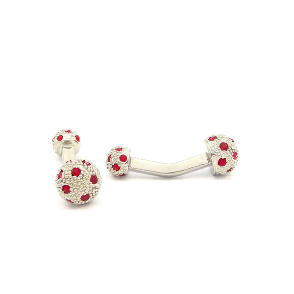 Wild Links - Silver Red Sparkling Stone Cufflinks