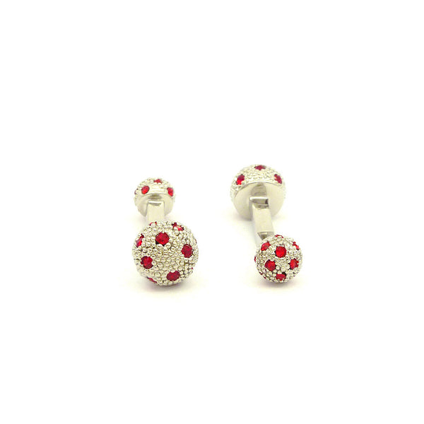Wild Links - Silver Red Sparkling Stone Cufflinks