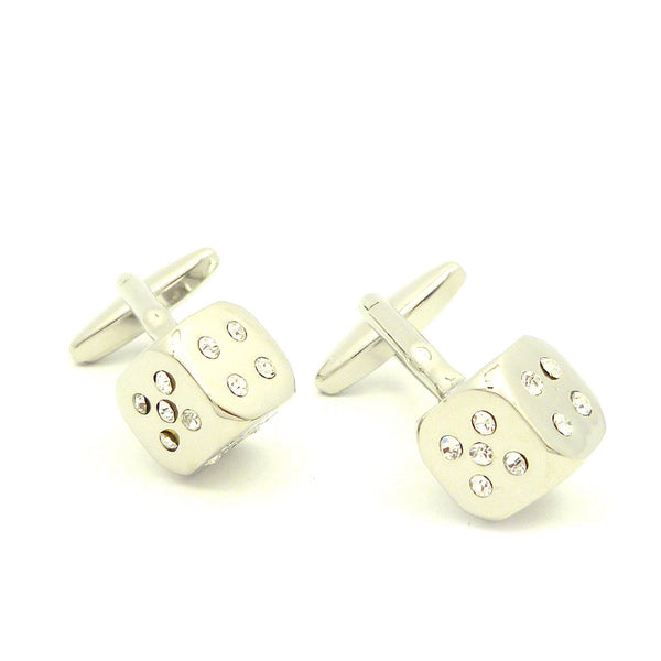 Wild Links - Silver Sparkling Dice Cufflinks
