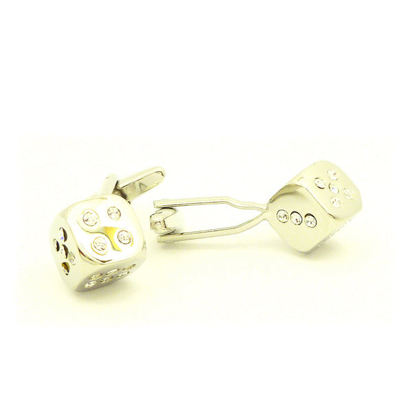 Wild Links - Silver Sparkling Dice Cufflinks