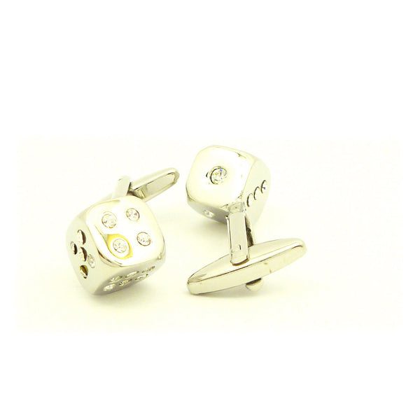 Wild Links - Silver Sparkling Dice Cufflinks