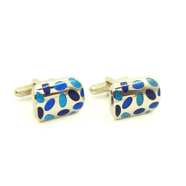 Wild Links - Silver Stylish Blue Circles Cufflinks