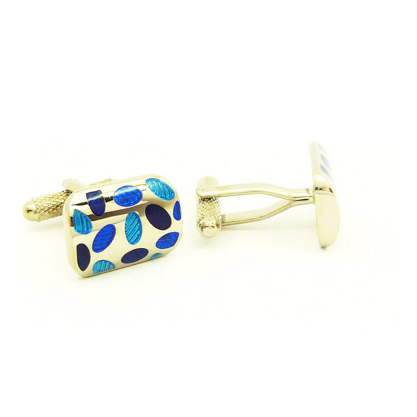 Wild Links - Silver Stylish Blue Circles Cufflinks