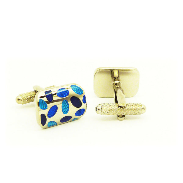 Wild Links - Silver Stylish Blue Circles Cufflinks