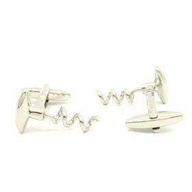 Wild Links - Silver Wine Bottle Corkscrew Cufflinks