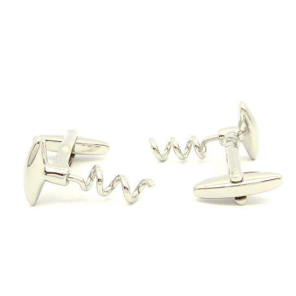 Wild Links - Silver Wine Bottle Corkscrew Cufflinks