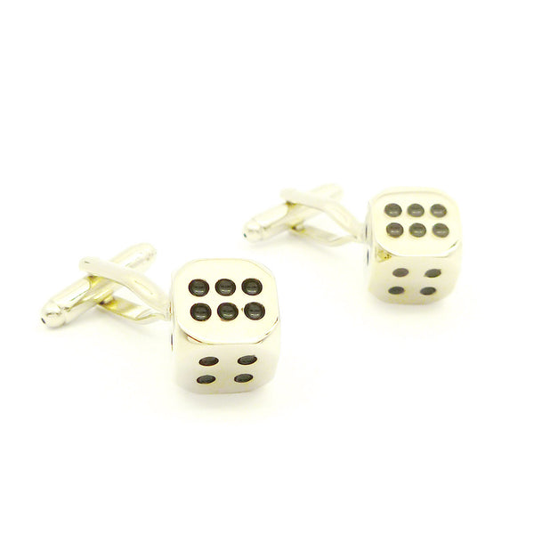 Wild Links - Silver Black Dice Cufflinks