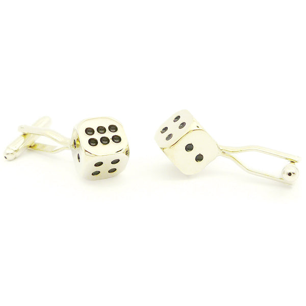 Wild Links - Silver Black Dice Cufflinks