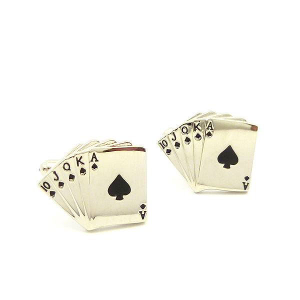Wild Links - Silver Royal Flush Cufflinks
