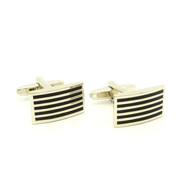 Wild Links - Silver Black Narrow Stripes Cufflinks